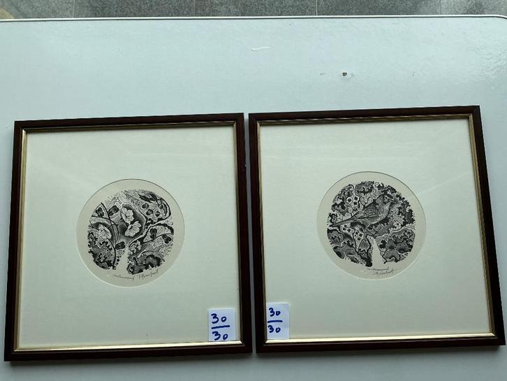 2 mooie litho's van Renaat Bosschaert van 30 cm op 30 cm, Antiek en Kunst, Kunst | Litho's en Zeefdrukken, Ophalen of Verzenden