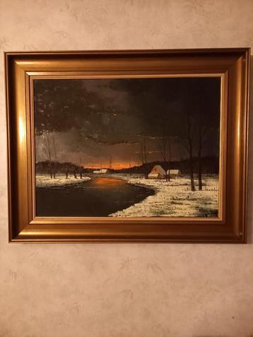 Schilderij Piet Mees: Winterlandschap