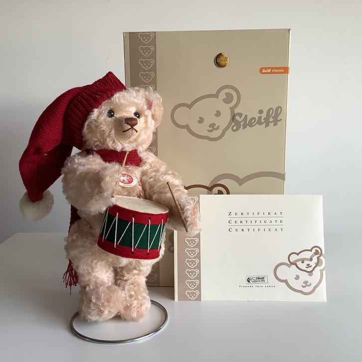 prachtige gelimiteerde Steiff kerstbeer Der kleine Trommler, Verzamelen, Beren en Cherished Teddies, Nieuw, Stoffen beer, Steiff