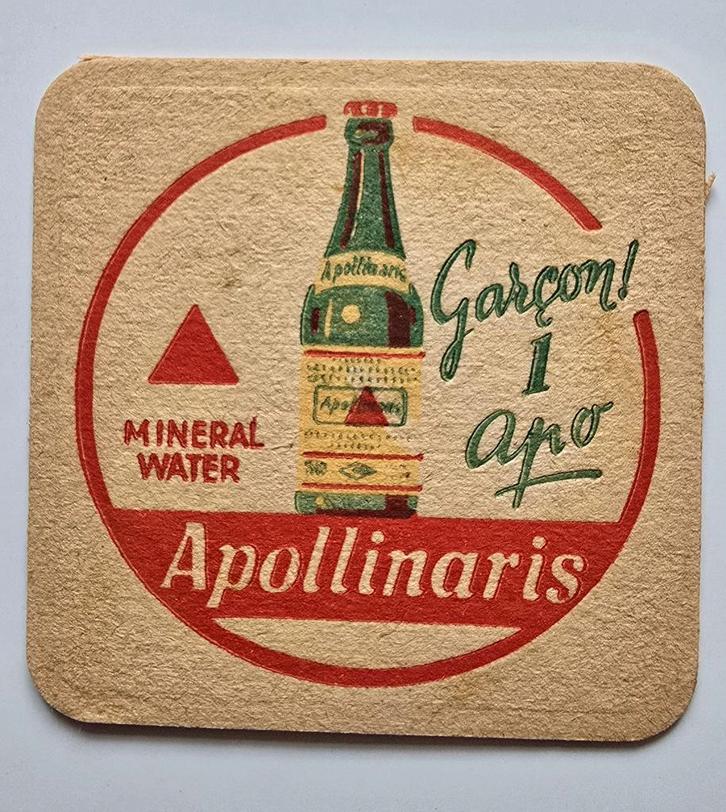 Apollinaris sous-bock bierviltje bierdeckel coaster, Collections, Marques de bière, Utilisé, Sous-bock, Enlèvement ou Envoi