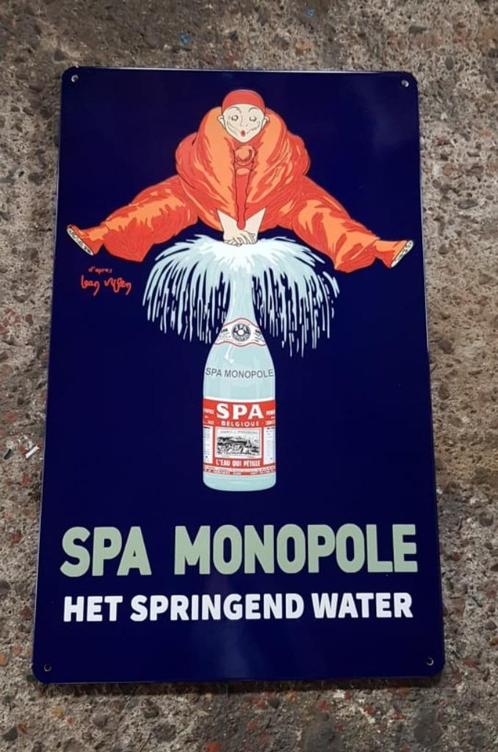 Spa monopole het springende water emaille retro reclame bord, Verzamelen, Merken en Reclamevoorwerpen, Reclamebord, Ophalen of Verzenden