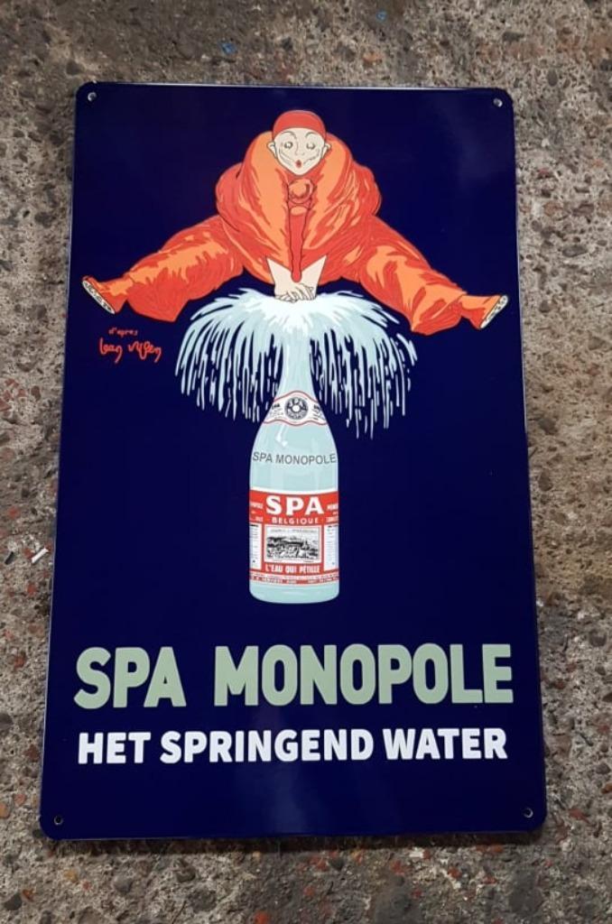 Spa monopole het springende water emaille retro reclame bord, Verzamelen, Merken en Reclamevoorwerpen, Reclamebord, Ophalen of Verzenden