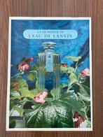 Publicité du parfum L'eau De Lanvin, Collections, Parfums, Enlèvement ou Envoi, Utilisé