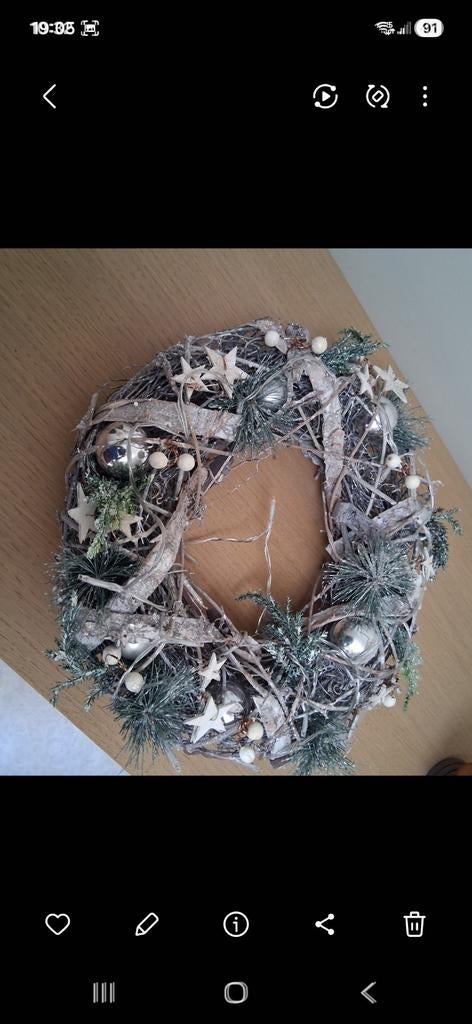 Kerstkrans met lichtjes diameter 34 cm, Diversen, Kerst, Ophalen, Zo goed als nieuw