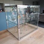 Prachtige Belgische kruideniersvitrine in vernikkeld messing, Ophalen