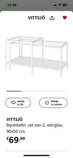 Bijzettafeltjes ikea wit glas, Huis en Inrichting, Ophalen, Glas