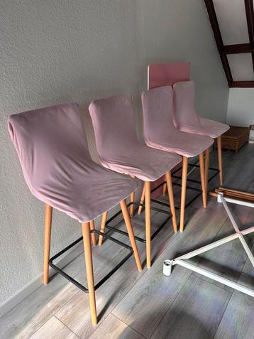 Table haute avec 4 tabourets de bar (d'occasion), 90 cm ou plus, Avec repose-pieds, 4 tabourets, Enlèvement