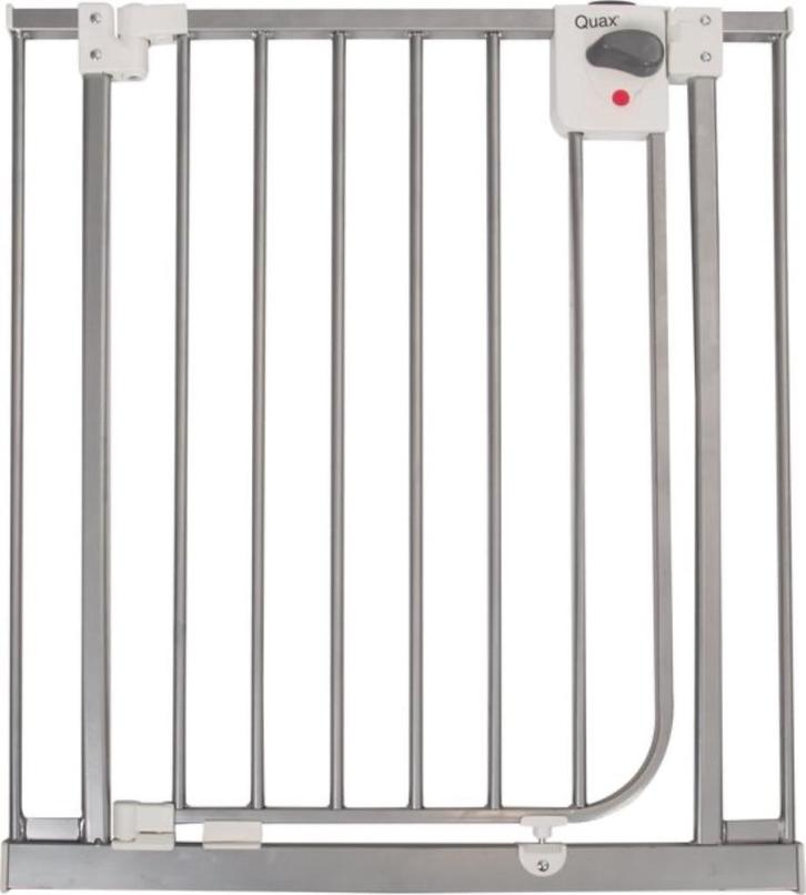 NIEUW! QUAX deurhek zelfvergrendelend - zilver, Kinderen en Baby's, Traphekjes, Nieuw, Klemhekje, Metaal of IJzer, minder dan 100 cm