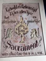 Geborduurd religieus werk voor verkregen aflaat 18de eeuw, Antiek en Kunst, Ophalen of Verzenden