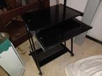 Mooi zwart pc-tafeltje met getemperd glas!, Huis en Inrichting, Ophalen, Gebruikt, 55 tot 75 cm, Glas