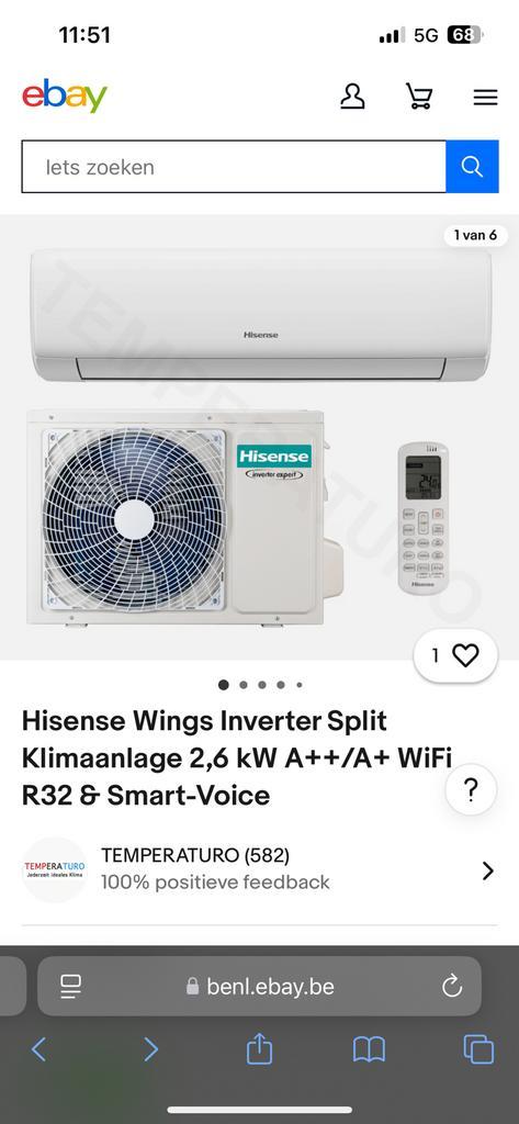 Hisense airco, Elektronische apparatuur, Airco's, Nieuw, Wandairco, Koelen en Ontvochtigen, Verwarmen, Afstandsbediening, Energieklasse A of zuiniger