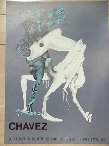 affiche litho 1974 expo Gerardo CHAVEZ Galerie Maya BXL  beschikbaar voor biedingen