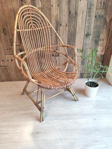 Vintage rotan (tuin) stoel - Ibiza / Boho style, Ophalen, Gebruikt, Riet of Rotan, Bohemian