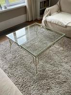 Glazen woonkamertafel, Huis en Inrichting, Tafels | Salontafels, Ophalen, Gebruikt, 50 tot 100 cm, Vierkant