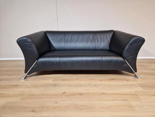 Rolf Benz 322 - Noir - Cuir - 2,5 places - Design -, Maison & Meubles, Canapés | Sofas & Chaises Longues, Cuir, Enlèvement ou Envoi