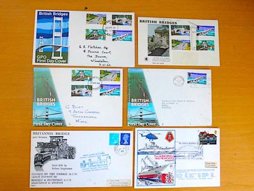 UK : 6 Britse FDC's : Bruggen (1968 - 1975), Postzegels en Munten, Postzegels | Europa | UK, Ophalen of Verzenden