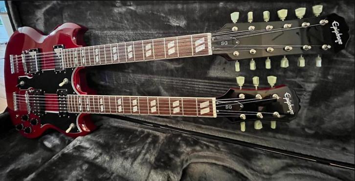 Epiphone EDS 1275 Cherry Red, Muziek en Instrumenten, Snaarinstrumenten | Gitaren | Elektrisch, Zo goed als nieuw, Solid body