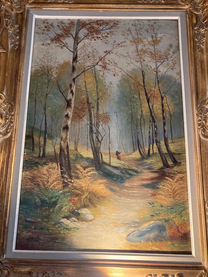 landschapsschilderij “boslandschap – A. Malick”, Antiquités & Art, Art | Peinture | Classique, Enlèvement ou Envoi