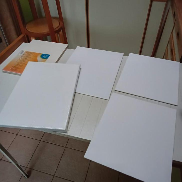 8 schildersplaten en 1 schildersdoek (Nieuw), Mortsel, Hobby & Loisirs créatifs, Peinture, Comme neuf, Enlèvement