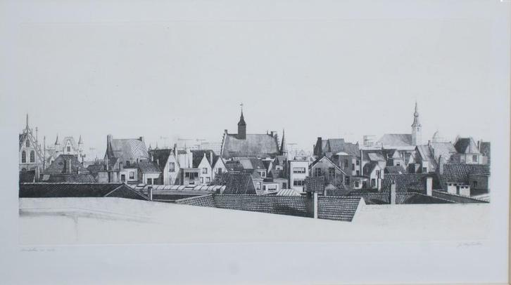 Jef Van Grieken (1950): Mechelen 41/50 (108 x 68 cm), Antiek en Kunst, Kunst | Etsen en Gravures, Ophalen