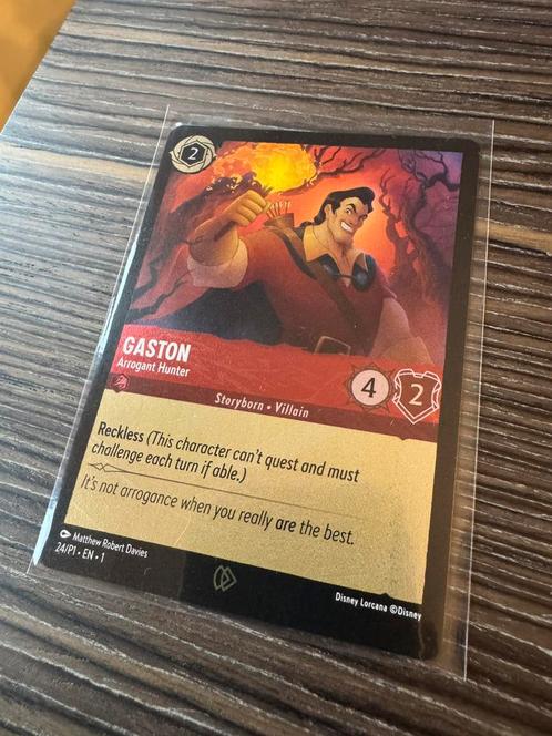 Zeldzame Disney Lorcana promo Gaston 24P1-EN-1 (mint), Hobby en Vrije tijd, Verzamelkaartspellen | Overige, Zo goed als nieuw