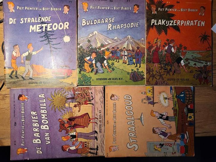 5x oude uitgaves van Piet Pienter & Bert Bibber :, Boeken, Stripverhalen, Gelezen, Ophalen of Verzenden