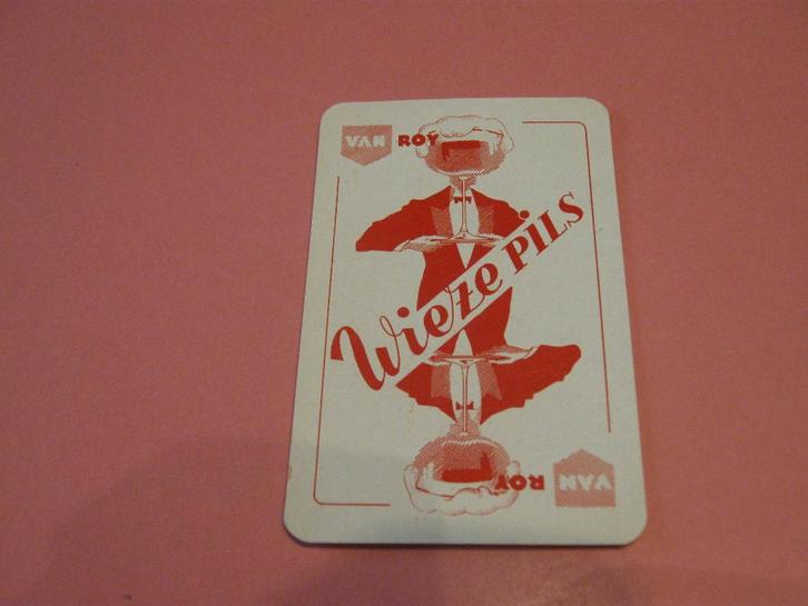 Oude losse speelkaart Wieze pils , Van Roy Wieze (174), Verzamelen, Speelkaarten, Jokers en Kwartetten, Zo goed als nieuw, Speelkaart(en)