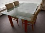 Tafel in glas, Huis en Inrichting, Tafels | Eettafels, Ophalen, 50 tot 100 cm, Vijf personen of meer, 150 tot 200 cm