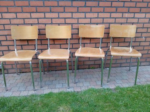 Stoelen 4 ST - bod is steeds welkom, Huis en Inrichting, Stoelen, Gebruikt, Vier, Hout, Metaal, Bruin, Ophalen