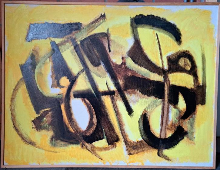 VERMEULEN Noël " Synthesis 2" 1972 olie op doek, Antiek en Kunst, Kunst | Schilderijen | Abstract, Ophalen