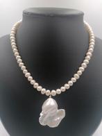 Collier de perles d'eau douce, Avec pierre précieuse, Argent, Envoi, Blanc