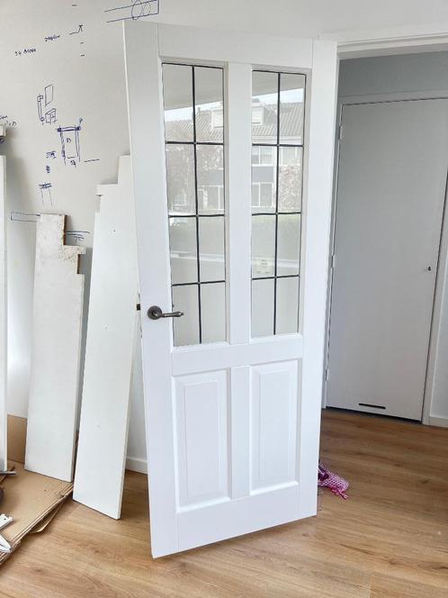 Binnendeur Glas in Lood | Rechtsdraaiend | 2x Glas, Doe-het-zelf en Bouw, Deuren en Vliegenramen, Zo goed als nieuw, Binnendeur