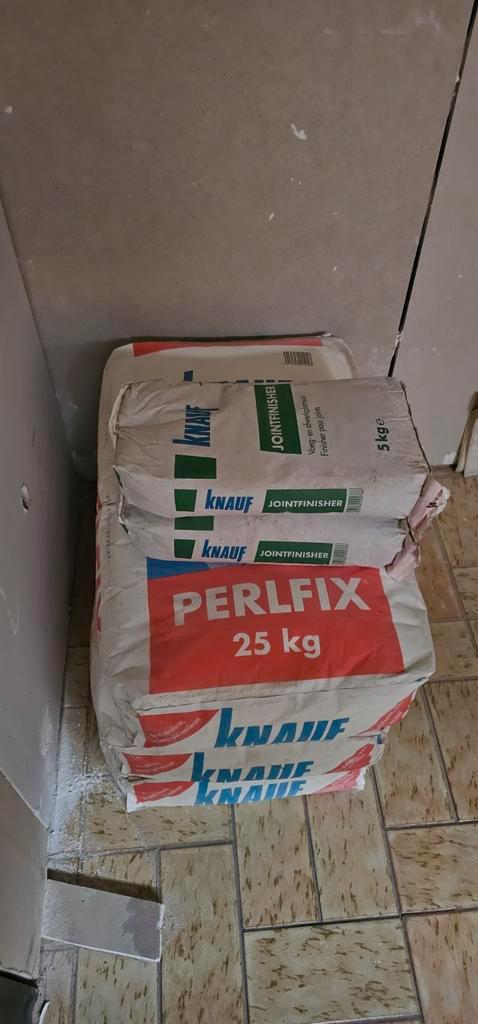 3x Knauff Perlfix 25kg en 2x Knauff Jointfinisher 10kg, Doe-het-zelf en Bouw, Metselstenen, Ophalen