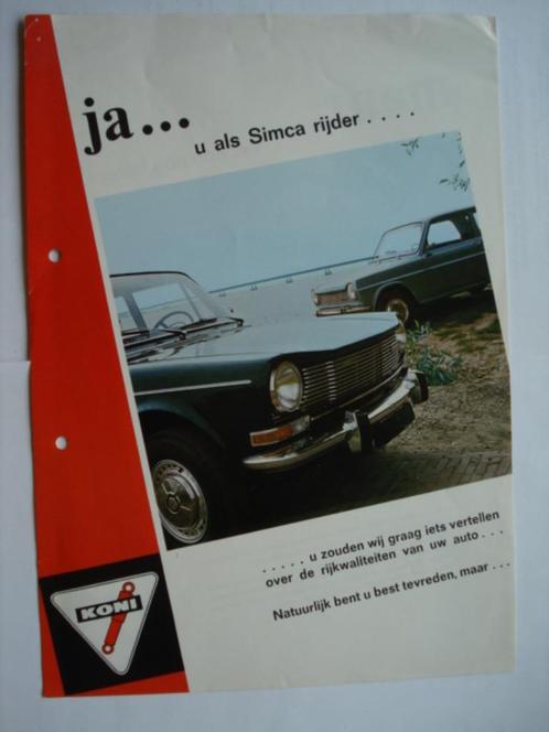 Simca Koni Special 'D' Schokdempers 1969 Brochure Catalogue, Livres, Autos | Brochures & Magazines, Utilisé, Autres marques, Envoi
