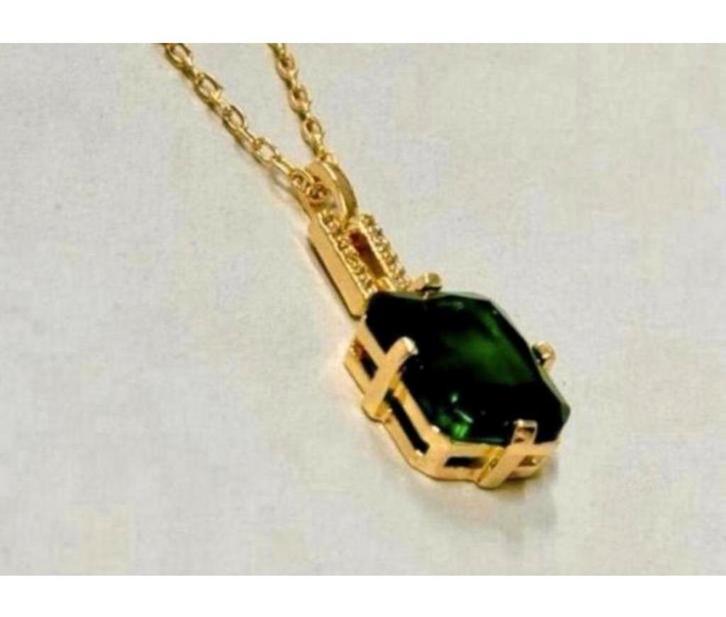 Collier émeraude pierre naturelle en or 18 carats et plaqué, Bijoux, Sacs & Beauté, Colliers, Comme neuf, Or, Vert, Avec pierre précieuse