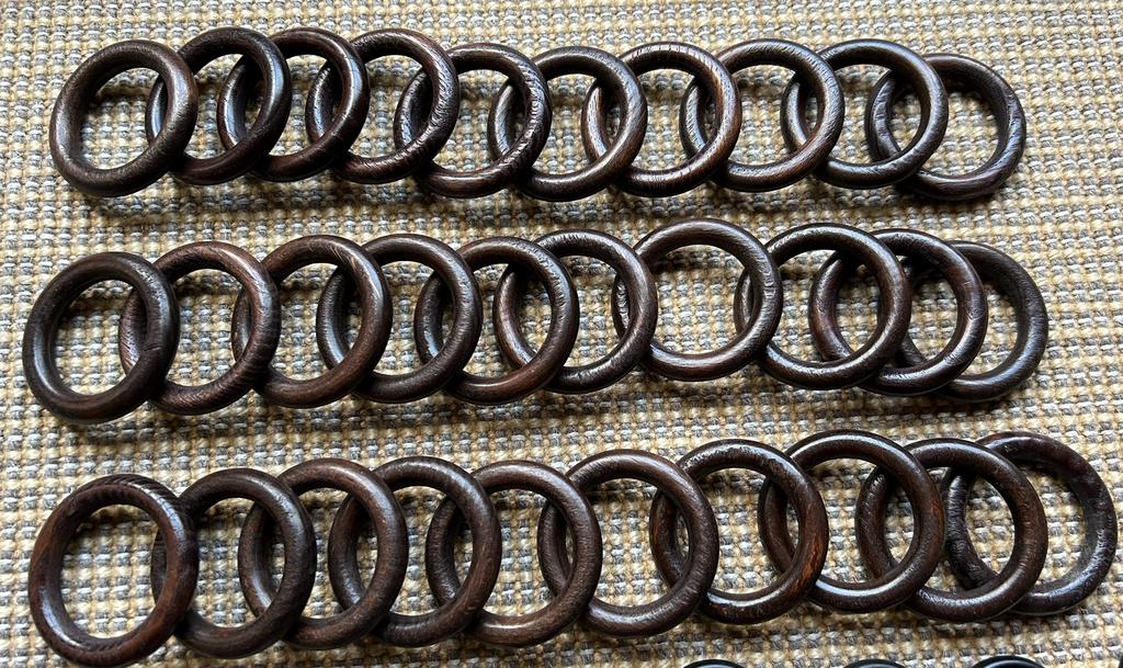 30 Anneaux de rideaux - chêne foncé, Enlèvement ou Envoi