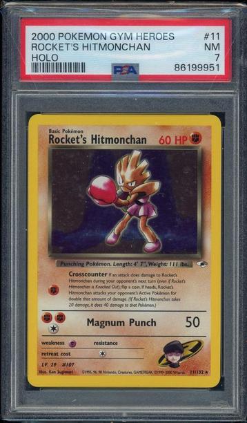 Rocket's Hitmonchan Holo PSA 7 - 11/132 - Gym Heroes 2000