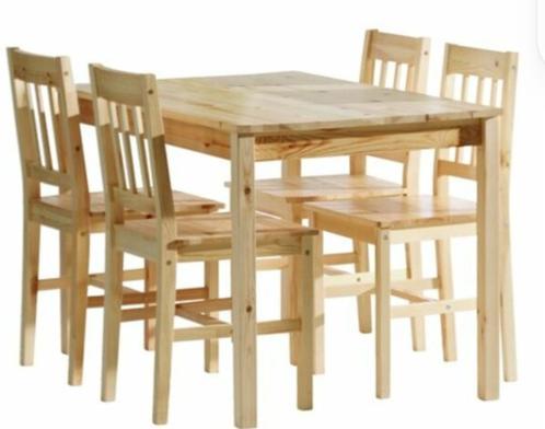 Table à manger et 4 chaises avec 4 coussins (jysk), Maison & Meubles, Chaises, Comme neuf, Quatre, Bois, Autres couleurs, Enlèvement