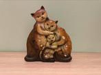 Houten decoratie kattenfamilie beeldje, Ophalen of Verzenden