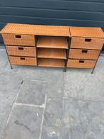Rieten kast met mandjes in 2 delen, Huis en Inrichting, Ophalen, Overige materialen, Riet, Gebruikt