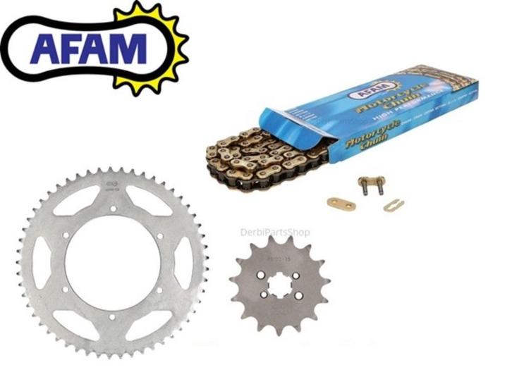 AFAM 12/53 gold ketting set Derbi Senda DRD X-Treme/GPR, Fietsen en Brommers, Brommeronderdelen | Algemeen, Nieuw, Overige typen
