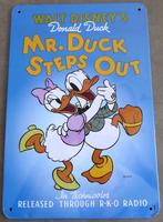 Metalen bordje „Donald Duck Mr. Duck Steps Out” van Disney, Ophalen of Verzenden, Donald Duck, Gebruikt