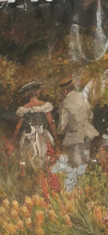 Impressionistisch schilderij op groot canvas 2x2 meter. Rond beschikbaar voor biedingen