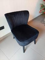 Zwarte fluwelen stoel - fauteuil - zetel, Huis en Inrichting, Stoelen, Ophalen of Verzenden, Zo goed als nieuw, Eén, Zwart
