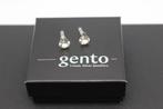 Gento Oorstekers gerhodineerd 925 zilver met Zirconia 8 mm, Nieuw, Ophalen of Verzenden, Met edelsteen, Knopjes of Stekers