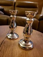 Set van 2 keramische kandelaars zilver, Antiek en Kunst, Antiek | Kandelaars, Ophalen, Zilver