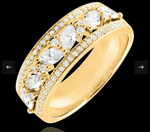 Bague or jaune 18 k sertie de diamants, Bijoux, Sacs & Beauté, Bagues, Comme neuf, Jaune, Or