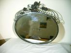 Ovale spiegel in smeedijzeren rand, Ophalen of Verzenden, Zo goed als nieuw, Minder dan 100 cm, Rechthoekig