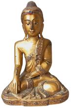 houten boeddha met goud, Gebruikt, Ophalen of Verzenden