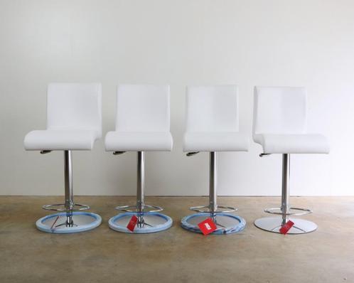 4 Design Barkrukken merk MIDJ echt wit leder nieuw!, Antiek en Kunst, Antiek | Meubels | Stoelen en Sofa's, Ophalen of Verzenden